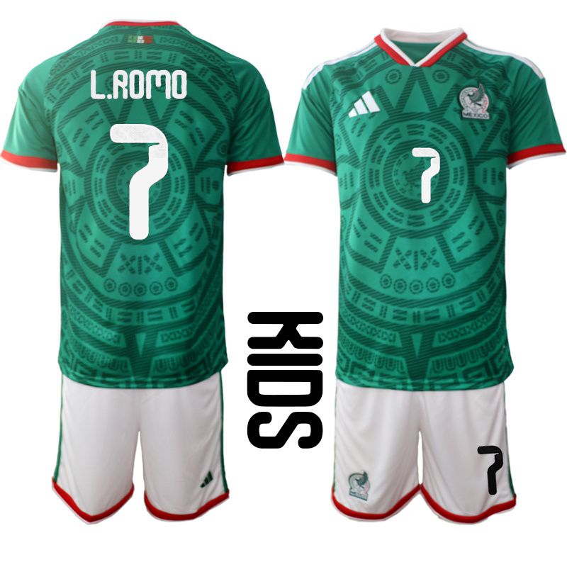 Youth 2026 World Cup National Team Mexico home green #7 Soccer Jersey